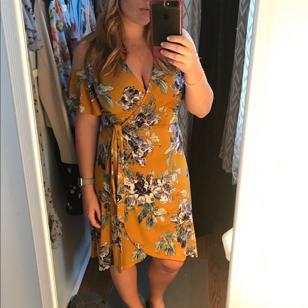 Cold shoulder wrap dress